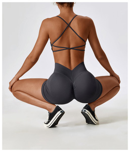 Ensemble short et soutien-gorge de yoga pour femmes, coupe en V, extensible, effet push-up, nouveau, faible impact - Product Image 5
