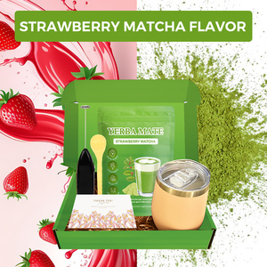 Prebiótico Instant Mate Tea Gut Health Support Strawberry Matcha Flavor Organic Yerba Mate Tea Powder para el control del apetito - Product Image 4