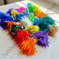 Plumes de coq bicolores de 6-8 pouces, cousues et enfilées pour costumes de carnaval, plumes décoratives pour artisanat