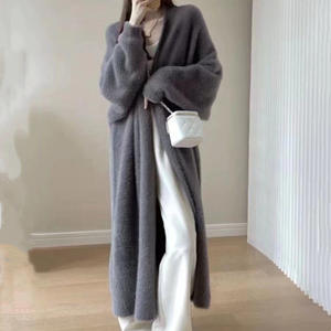 <span class=keywords><strong>Cardigan</strong></span> Lungo Lavorato a Maglia a Tinta Unita, Nuovo Arrivo Primavera e Autunno 2024 di Alta Qualità, con Scollo a V, Maniche Lunghe e Vestibilità Comoda - Product Image 4