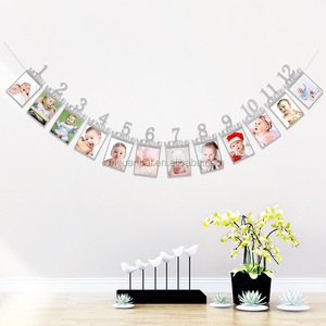 1st cumpleaños Banner de foto recién nacido a 12 meses hito mensual fotografía Bunting Garland para el primer cumpleaños decoración - Product Image 3