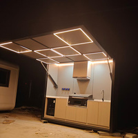 Gabinetes de Cocina Exteriores Personalizados de Acero Inoxidable 304, con Puerta Electrohidráulica, Resistentes al Fuego y a la Intemperie, para Parrilla de Carbón