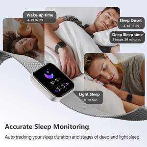 FITVII 智能手表 24/7 心率/血压/睡眠追踪 血氧 120 种运动模式 回复/拨打电话 1.85 英寸金属网带 Android/iOS - Product Image 4