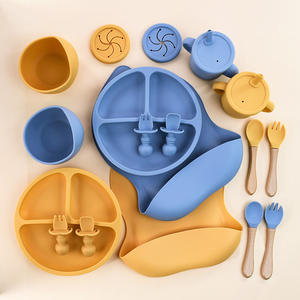 Ensemble d'alimentation pour bébé souple sans Bpa personnalisé en gros écologique ensemble d'ustensiles en silicone ensemble de bavoir pour bébé en silicone - Product Image 6