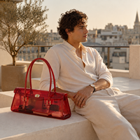 Sac à bandoulière en PVC transparent couleur bonbon style Y2K, avec rabat non doublé, imperméable, idéal pour l'été, le shopping et les trajets quotidiens, sac pour femme
