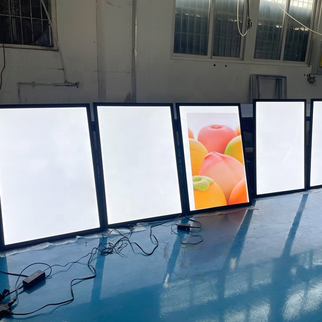 Customized Size LED Backlit Single Side Acrylic Advertising Light Boxes with Matte Black Aluminum Click Snap Frame for Posters