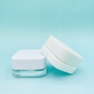 Mini tarro de vidrio de 9ml con tapa de plástico blanca resistente a los niños Envase de cosméticos para crema de aceite facial Capacidad de 9g disponible - Product Image 1