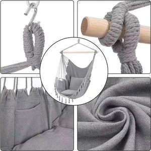 <b>Hammock</b> Chair Large Swing Chair with 2 Cushions Hanging Chair with Chain Load Capacity 330 lb for Indoor Outdoor - Product Image 2