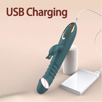 Vibrateur Télescopique Lapin pour Stimulation Vaginale, Point G et Clitoridienne, Masseur de Masturbation Féminine, Jouets Sexuels pour Adultes et Couples