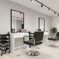 Chaise de salon de coiffure professionnelle en acier ergonomique et durable avec siège en cuir inclinable pour mobilier de salon