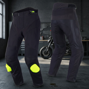 Men's Black Motorcycle <b>Pants</b> With Neon Yellow Knee <b>Pads</b> Breathable All Seasons Racing Wear - Product Image 6