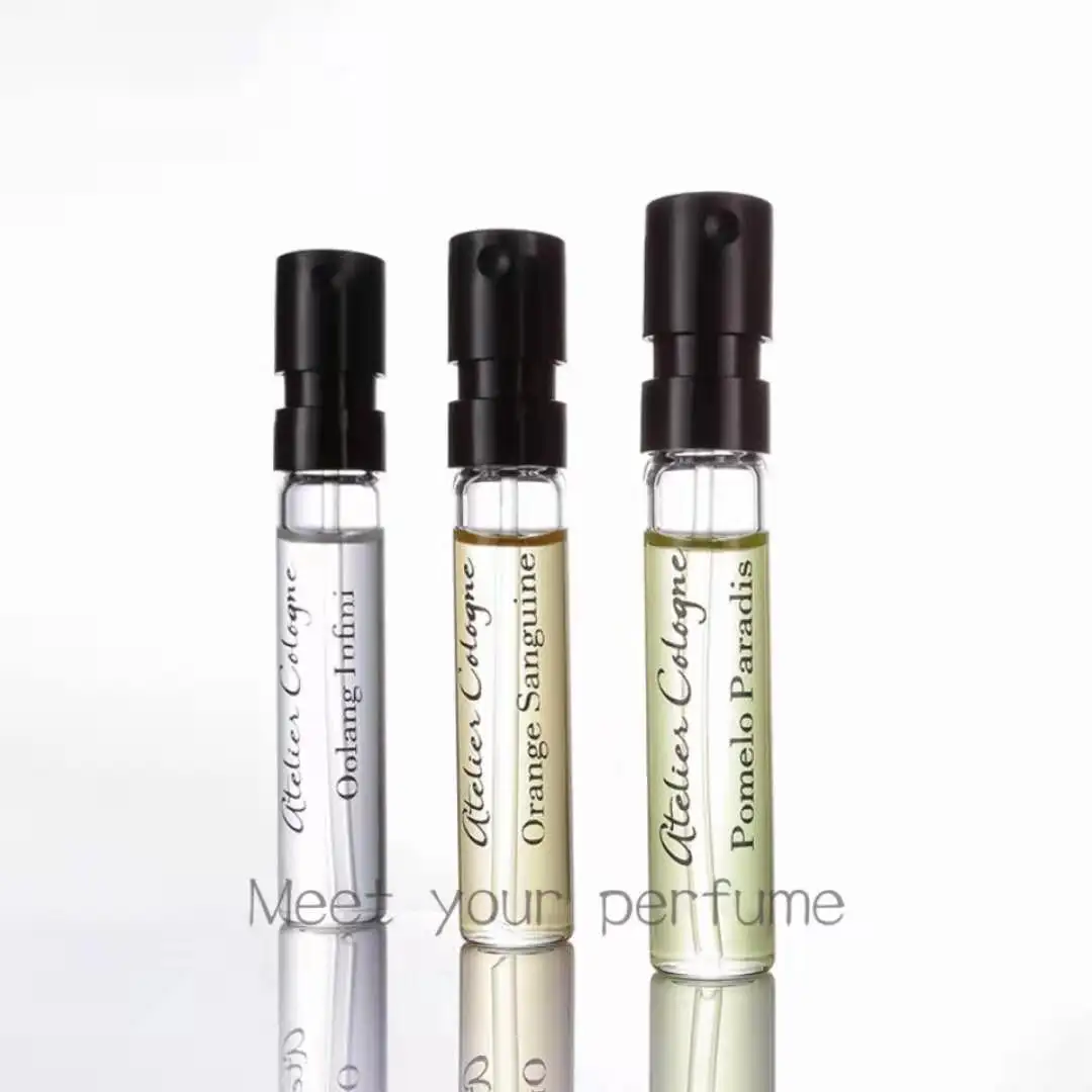 Mini testador de perfume vazio com atomizador, frasco de vidro fino de 1ml 2ml 3ml