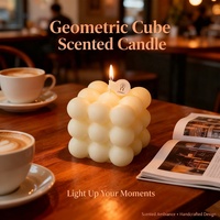 Personnalisable Non Toxique Naturel DIY Marque Privée Cire De Soja Blanc Géométrique Rubik's Cube Bougie Parfumée pour la Décoration Intérieure
