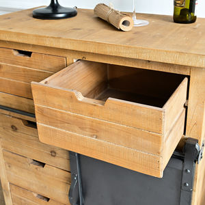 Vintage Rustic <strong>Industrial</strong> Style MDF Metal Barn Door Cabinet Coffee Bar Buffet <strong>Sideboard</strong> for Living Room Wood Storage Accent Home - Product Image 5