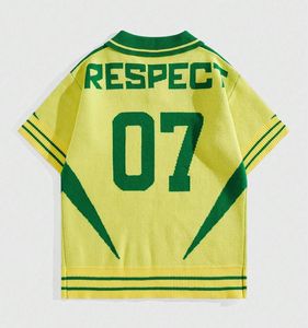 Maßgefertigtes Jacquard-Logo Herren Sommer Strick-Oberteil 100% Baumwolle Locker Sitzendes Strick-<span class=keywords><strong>Polo</strong></span> Kurzarm für Männer - Product Image 2