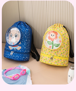 Custom Logo Lightweight and <strong>Simple</strong> Reusable Eco-friendly <strong>Polyester</strong> Drawstring Backpack Waterproof Storage <strong>Bag</strong> - Product Image 1