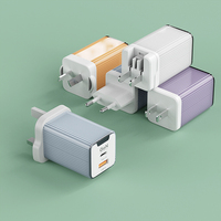 Pengisi daya ponsel adaptor perjalanan, 65W GaN pengisi daya dinding cepat 45 Watt UABC ganda PD QC3.0 pengisian daya ponsel