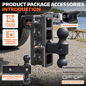 <span class=keywords><strong>Attelage</strong></span> de remorquage réglable de 7,5 pouces avec double <span class=keywords><strong>boule</strong></span> et verrouillage à pignon, robuste pour camions, VR et remorques - Product Image 5