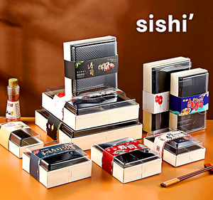 Kotak Sushi Kayu Sekali Pakai Biodegradable, Wadah Makan Siang Bento, Nampan Kue Kering, Wadah Makanan dengan Tutup Transparan - Product Image 4