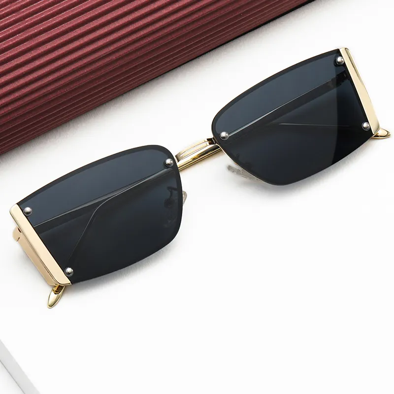Sunglasses Fashion Ladies Metal UV400 Shades Gradient Ocean Party Sun Glasses Women Gold Frame Logo Style Pcs