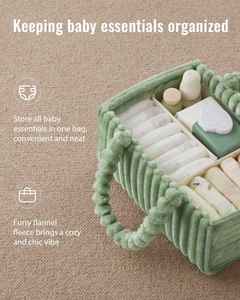 Organizador de Pañales de Franela Verde con Embalaje de Regalo Incluido, Cesta de Almacenamiento Acogedora para Guardería - Product Image 5