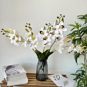 Fleurs artificielles Queyiyi en caoutchouc souple, orchidée tigre à 9 têtes, décoration de mariage, arrangement floral - Product Image 4