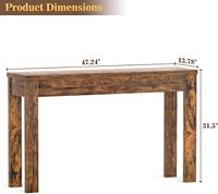 Console en bois style ferme, 47 pouces, étroite et longue, pour entrée, salon, rangement, montage facile, mobilier de maison