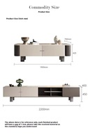Meuble TV de luxe moderne, centre de divertissement, ensemble de rangement avec étagères ouvertes, construction en MDF et pierre, pieds en métal, compatible avec les téléviseurs de 65 pouces et plus