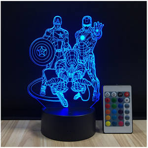 Personnage <span class=keywords><strong>3D</strong></span> Acrylique <span class=keywords><strong>Veilleuse</strong></span> Vente Chaude <span class=keywords><strong>Marvel</strong></span> Cartoon Peut Être Personnalisé LED Chambre Couleur Boîte Blanc 75 70 Cadeaux Lumineux - Product Image 5