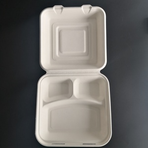 使い捨ての環境にやさしい持ち帰り用コンテナ生分解性サトウキビ紙食品容器クラムシェルでバーガーボックスに行く - Product Image 5
