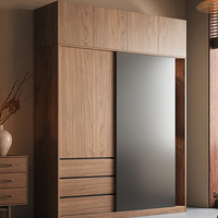 Placard verre trempé en bois moderne dernière conception chambre meubles tissu stockage porte coulissante armoire