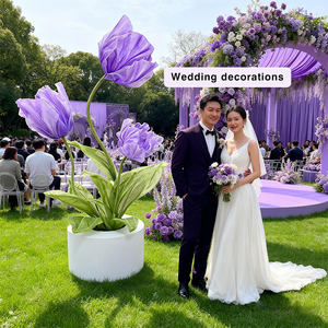 Tulipes géantes artificielles en organza violet, fleurs faites à la main longue durée pour les décorations de mariage, de la fête des mères et du Nouvel An - Style moderne - Product Image 6