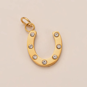 Mặt dây chuyền charm chữ cái hình móng ngựa ngọc trai mạ vàng 18K bằng thép không gỉ mới năm <span class=keywords><strong>2025</strong></span>, tự làm, tùy chỉnh, làm quà tặng trang sức - Product Image 3