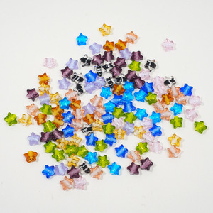 Perline di vetro a forma di pentagramma con lamina argentata per accessori fai-da-te, materiale in vetro a forma di stella con foro dritto - Product Image 2