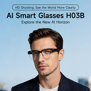 แว่นตาอัจฉริยะ AI รุ่น H03B บันทึกวิดีโอความละเอียด 1080P HD กันน้ำระดับ IP67 ป้องกันแสงสีฟ้า บันทึกแบบแฮนด์ฟรี เหมาะสำหรับการทำงานและการเดินทาง - Product Image 1