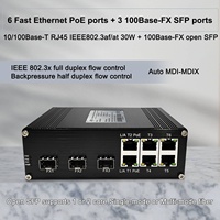 Switch Industrial de 6 Puertos All PoE+ (30W por Puerto) con 3 Puertos 100FX, hasta 20KM de Fibra SM/MM, Todo en Uno, Integra Alimentación