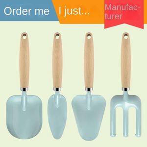 Juego de 4 herramientas de jardinería para niños: pala y rastrillo combinados con mango de madera de haya, ideal para macetas y actividades al aire libre. - Product Image 2