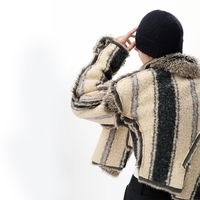 DiZNEW-Veste en laine chaude pour homme, couleur assortie, fourrure, un positif et un négatif, deux agneaux