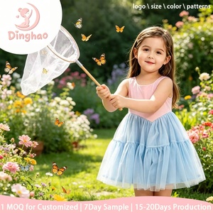 Abito Athleisure per Bambine DH ODM in Rosa Pastello e Blu, <span class=keywords><strong>Vestito</strong></span> da Fata Fiabesco con Farfalle per Gite in Giardino, Personalizzabile - Product Image 1