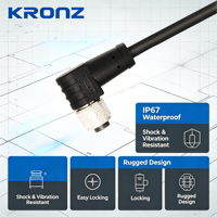 Connecteur de capteur circulaire industriel KRONZ M12 à 4 broches, codé A, coudé, femelle, pré-câblé, câble de 2 m, non blindé, IP67, à vis, étanche, CE