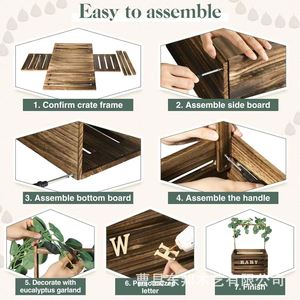 Caja de madera para baby shower con asa, cesta para bebé con corona, caja de almacenamiento, caja de regalo de madera para baby shower - Product Image 5