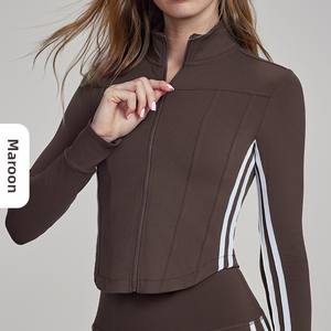 高級感レディース長袖ヨガフィットネスジャケットスリムスタンディングカラージッパー付きトップLuluスポーツトップコート - Product Image 6