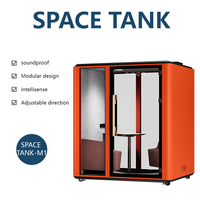 Cabine de bureau insonorisée moderne en aluminium durable avec éclairage LED réglable, design mobile, idéale pour salon ou bureau