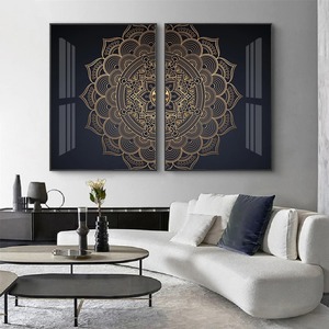 2 pezzi <span class=keywords><strong>Mandala</strong></span> floreale Beige colori neutri Boho stampa artistica su parete pittura Poster immagine soggiorno casa decorazione d'interni - Product Image 1