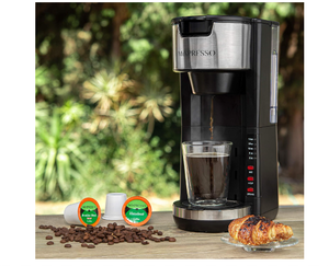 Cafetière à tasse unique compatible K-Cup Pod <span class=keywords><strong>et</strong></span> café <span class=keywords><strong>moulu</strong></span> adapté aux tasses de voyage, bac d'égouttement réglable, noir - Product Image 4