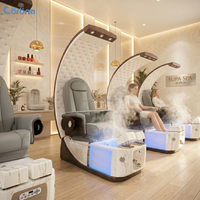 Mobilier haut de gamme pour salon de manucure, fauteuil de pédicure de luxe résistant à l'acétone, en cuir, sans tuyauterie, avec massage Shiatsu