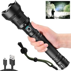Handheld <strong>LED</strong> <strong>Torch</strong> Rechargeable Long Throw Flashlight Super Bright Tactical Flashlight Powerful Flash Light for Camping Hunting - Product Image 1