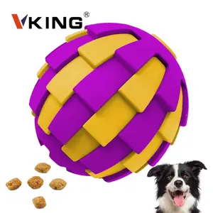 Vking fabrika çift katmanlı kauçuk çam kozalakları bulmaca topu Pet besleyici interaktif köpek oyuncaklar