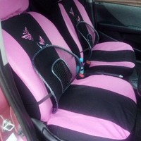 Sarung Jok Bordir Kupu-kupu Cantik Empat Musim Universal untuk Mobil 5 Kursi Bantal Jok Mobil Kain All-inclusive