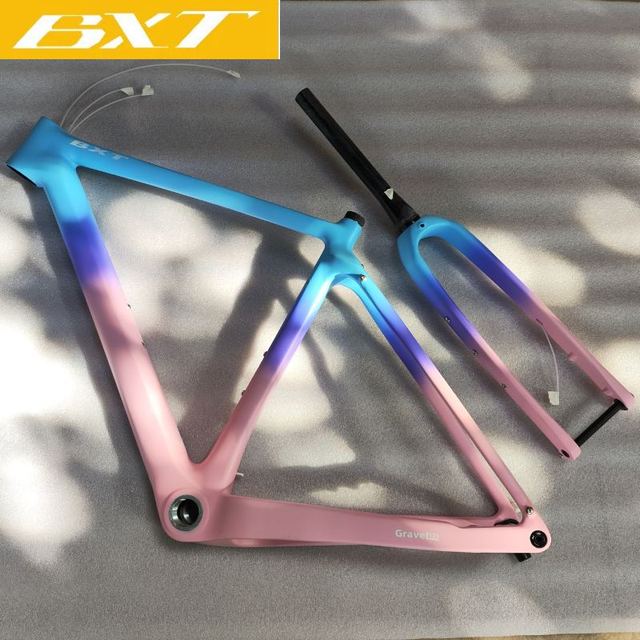 700c Carbon Gravel Bike Frameset Hidden Cable Di2 Groupset No Bar Both Disc Brake 27.5 Road Gravel Bike Frameset Raw